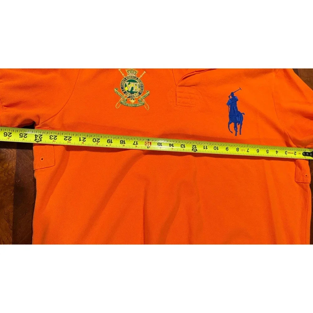Polo Ralph Lauren Custom Fit Crest Shirt Golf Patch‎ Orange X-Large 100% Cotton